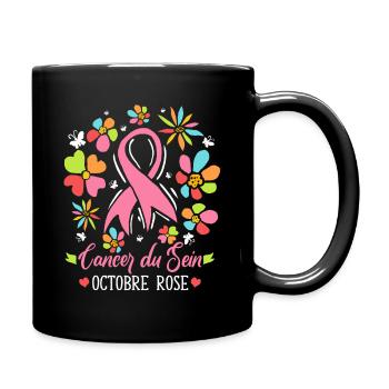 Octobre Ruban Rose Cancer du Sein Sensibilisation - Mug uni - noir - Droite