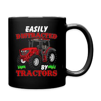 Easily Distraced By Tractors Funny Farmer Farming - Mug uni - noir - Droite