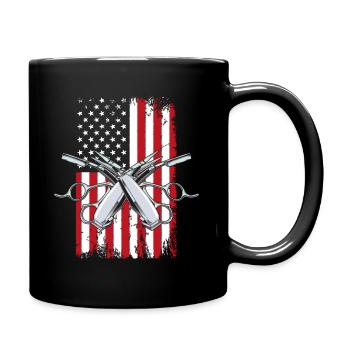 Bearded Bearded Beard Get Faded Barber USA Flag - Full Colour Mug - black - Right