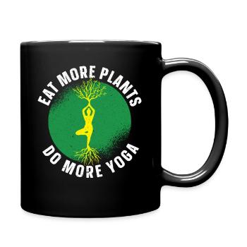 Manger plus de plantes Faire plus de yoga Pose Végétarien Végétalien - Mug uni - noir - Droite