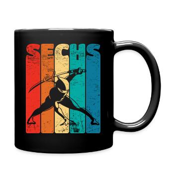 Retro Six 6 years 6 . Birthday Ninja - Full Colour Mug - black - Right