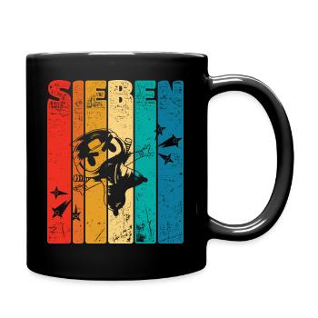 Retro Seven 7 years 7 . Birthday Ninja Stars - Full Colour Mug - black - Right