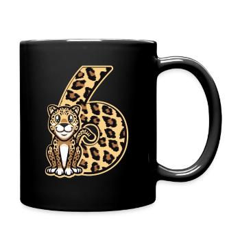 6. Geburtstag - Tasse einfarbig - Schwarz - Rechts