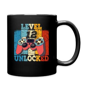 Kids Level 12 Unlocked Birthday Shirt Gamer - Full Colour Mug - black - Right