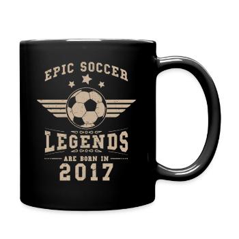 Fußball Geburtstag Geschenk geboren 2017 - Tasse einfarbig - Schwarz - Rechts