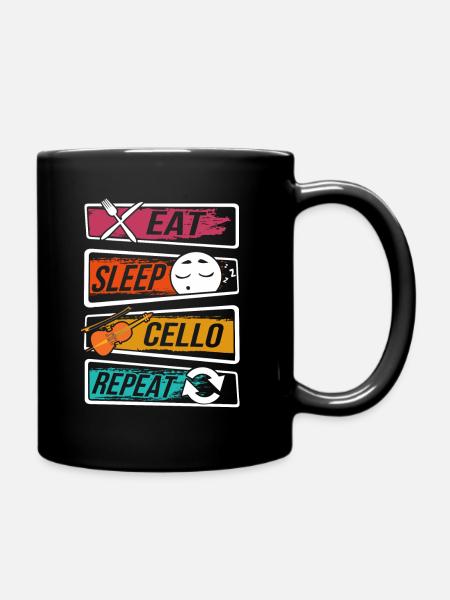 Cello - Eat Sleep Cello Repeat - Tasse einfarbig - Schwarz