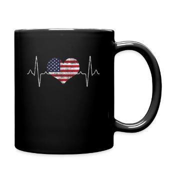USA Amerika Herzschlag - Tasse einfarbig - Schwarz - Rechts