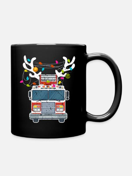 Weihnachts Feuerwehrauto Weihnachten Feuerwehr - Tasse einfarbig - Schwarz
