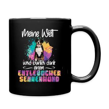 Bunte Welt Entlebucher Sennenhund Hunde - Tasse einfarbig - Schwarz - Rechts