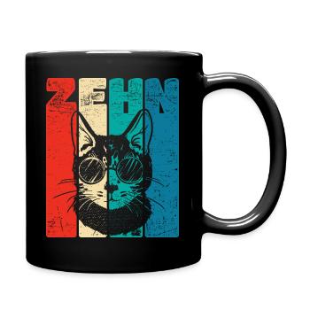 Retro Ten 10 years 10 . Birthday Cat Sonnenbr - Full Colour Mug - black - Right