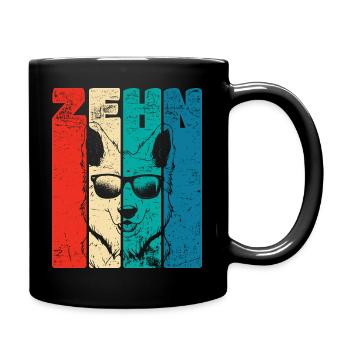 Retro Zehn 10 Jahre 10 . Geburtstag Schäferhund - Tasse einfarbig - Schwarz - Rechts