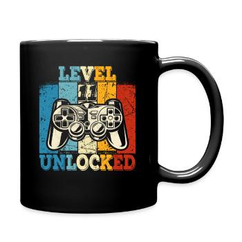 Kids Level 11 Unlocked Birthday Shirt Gamer - Full Colour Mug - black - Right