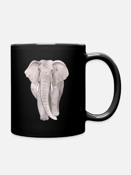 Large Elephant - Full Colour Mug - black