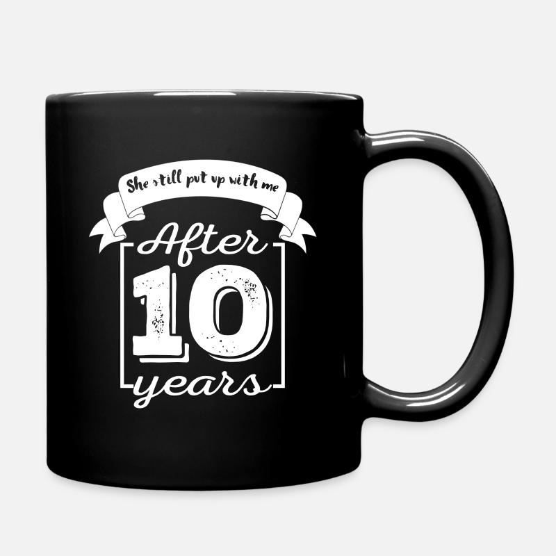 10 year wedding anniversary gift for him - Full Colour Mug - black