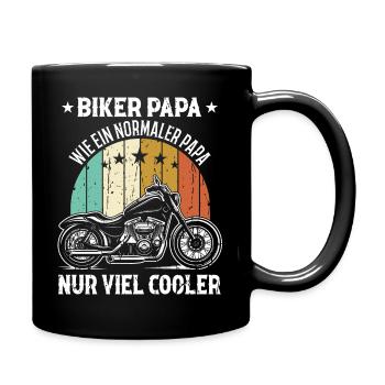 Biker Papa Nur Viel Cooler Motorrad Vatertag - Tasse einfarbig - Schwarz - Rechts