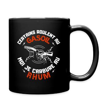 Alcool humour apéro je carbure au rhum - Mug uni - noir - Droite