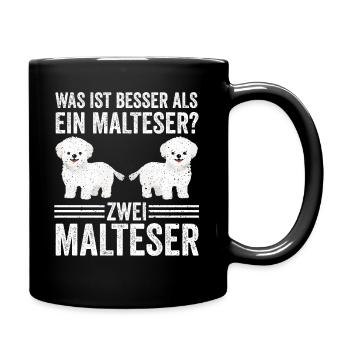 Zwei Malteser Hund Malteser - Tasse einfarbig - Schwarz - Rechts