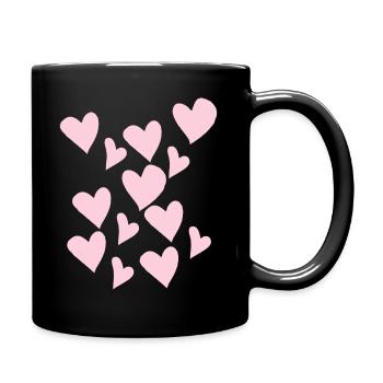 Delicate Pink Hearts - Full Colour Mug - black - Right