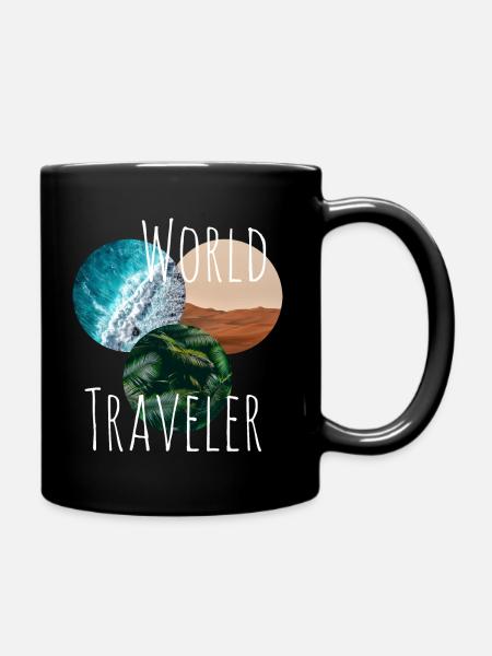 Weltreise - Tasse einfarbig - Schwarz