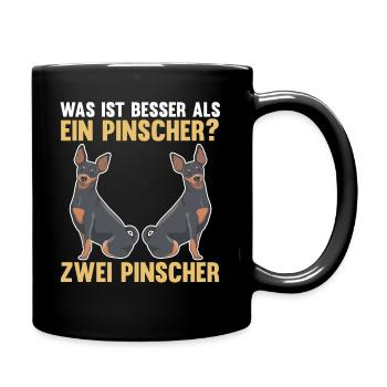 Zwei Pinscher Hund Pinscher - Tasse einfarbig - Schwarz - Rechts