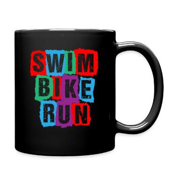 Swim Bike Run Triathlon - Full Colour Mug - black - Right