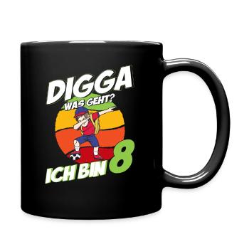 Digga Was Geht Fußball Dab Dabbing 8.Geburtstag - Tasse einfarbig - Schwarz - Rechts