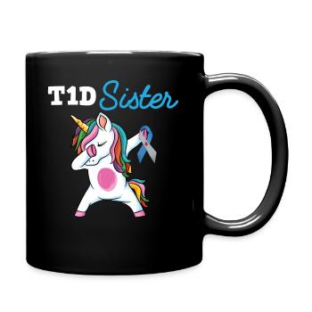 Diabète de type 1 Dabbing licorne pour soutenir sa sœur - Mug uni - noir - Droite