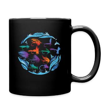Fliegenfischen Angeln Fliege - Tasse einfarbig - Schwarz - Rechts
