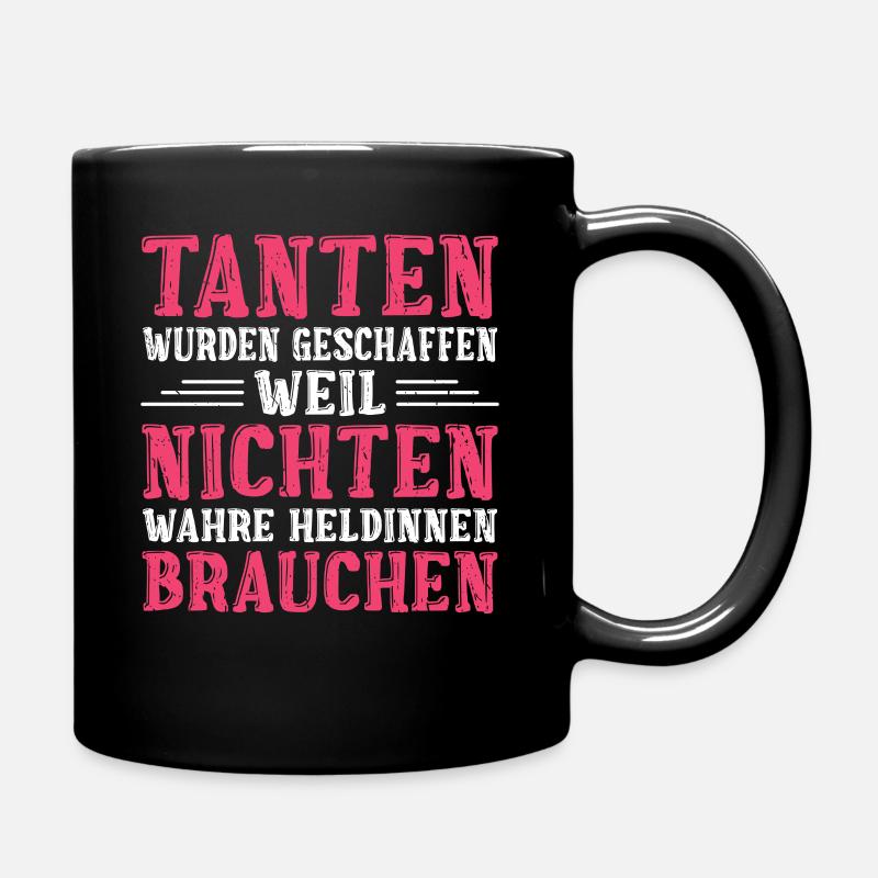 Tante die Heldin - Tasse einfarbig - Schwarz