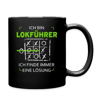 Ich bin Lokführer Drei Gewinnt Lustig Witzig - Tasse einfarbig - Schwarz - Rechts