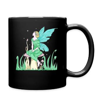 Fairycore Esthétique Elfe Fée sur un champignon - Mug uni - noir - Droite