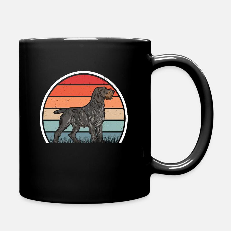 Deutsch Drahthaar Retro German Wirehaired Vintage - Tasse einfarbig - Schwarz