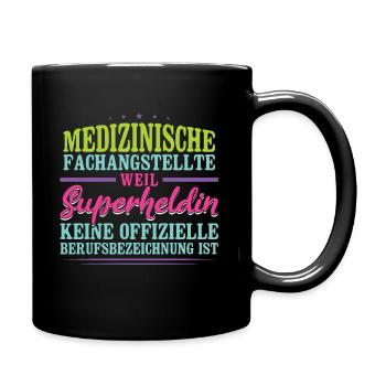 Medizinische Fachangestellte Superheldin MFA - Tasse einfarbig - Schwarz - Rechts