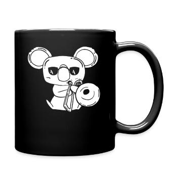 Posaunist Posaunenspieler Koala mit Posaune Kinder - Tasse einfarbig - Schwarz - Rechts