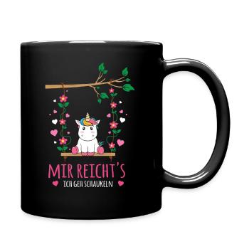 Mir Reichts Ich Geh Schaukeln Schaukel Einhorn - Tasse einfarbig - Schwarz - Rechts
