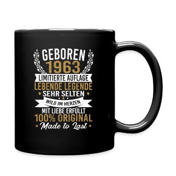 Geboren 1963 - Tasse einfarbig - Schwarz - Rechts