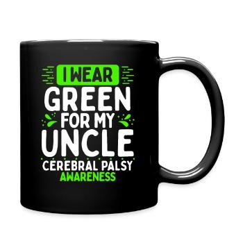 Cerebral Palsy Awareness Green Ribbon Uncle - Full Colour Mug - black - Right