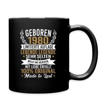 geboren 1980 - Tasse einfarbig - Schwarz - Rechts