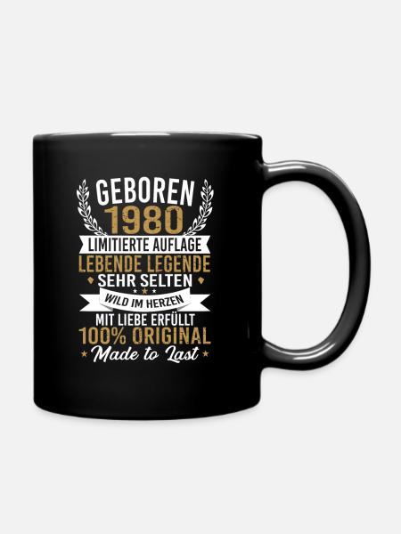 geboren 1980 - Tasse einfarbig - Schwarz