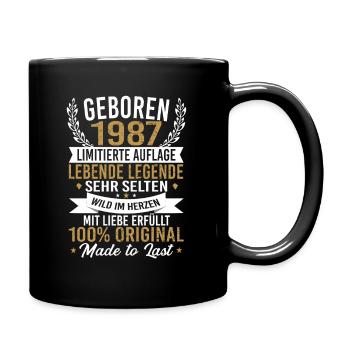 geboren 1987 - Tasse einfarbig - Schwarz - Rechts
