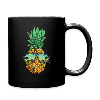 Pineapple Christmas Tree Christmas Lights Hawaii - Full Colour Mug - black - Right