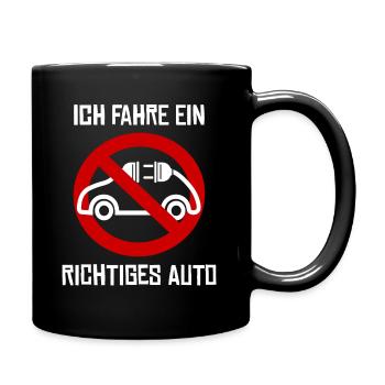 gegen E-Auto mit Strom Anti Elektroauto - Tasse einfarbig - Schwarz - Rechts