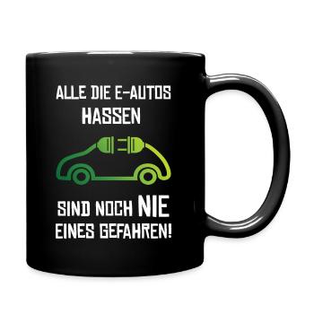 Elektroauto E-Auto Strom - Tasse einfarbig - Schwarz - Rechts