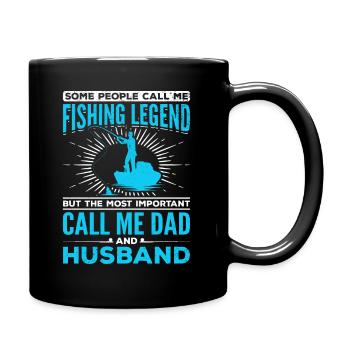 Papa Fishing Legend - Fisch Angler Papa Ehemann - Tasse einfarbig - Schwarz - Rechts