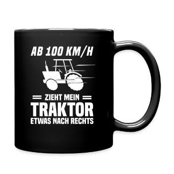 Landwirt Bauer Traktor Trecker Lustiger Spruch - Tasse einfarbig - Schwarz - Rechts
