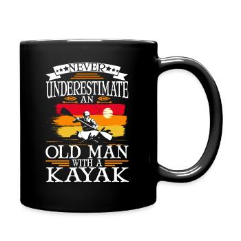 Kayak Alter Mann Kajakfahrer Opa Paddelsport Kajak - Tasse einfarbig - Schwarz - Rechts
