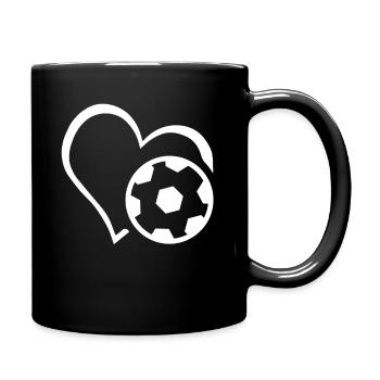 Fußball Herz - Tasse einfarbig - Schwarz - Rechts