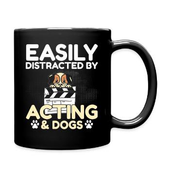 Facilement distrait par le jeu d’acteur et les chiens - Mug uni - noir - Droite