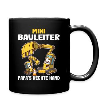 Kleiner Bauleiter Bagger Motiv Kinder Junge Spruch - Tasse einfarbig - Schwarz - Rechts