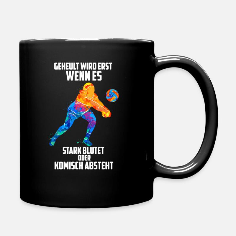 Volleyball, Spruch, Lustig, Geheult wird erst, Fun - Tasse einfarbig - Schwarz